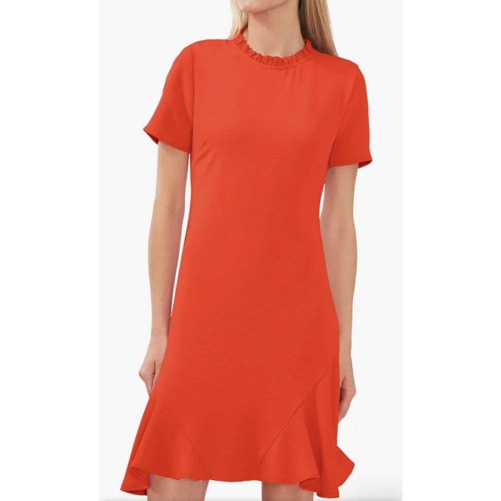 CeCe Women's Ruffle Short Sleeved Dress Cherry Pop NWT $129 Size 10P